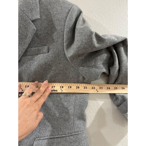 J Crew Mercantile Blazer womens Size 16 Gray Wool Blend Jacket Gold Crest Button - Picture 9 of 9